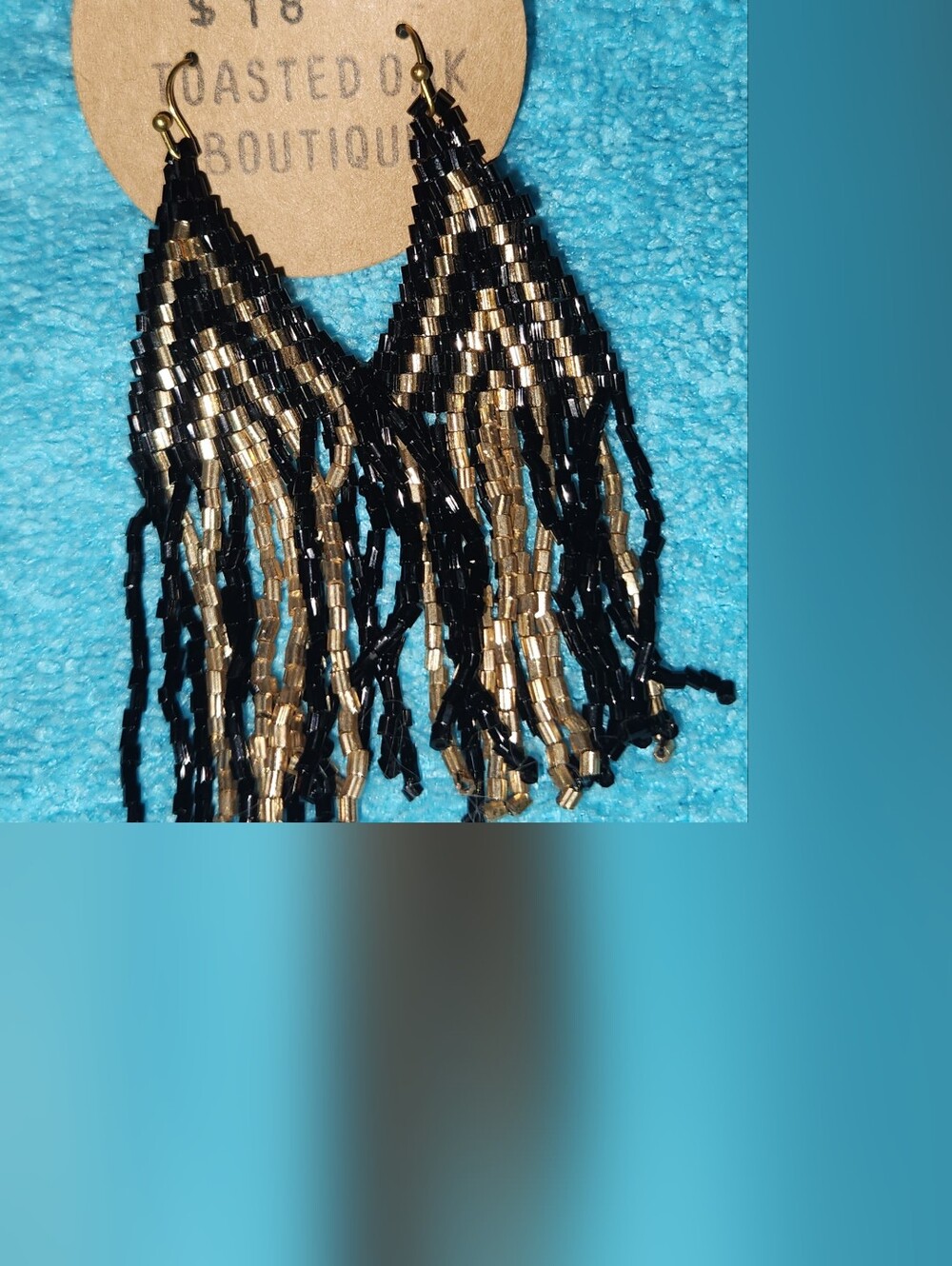 🖤💛 Black & Gold 🖤💛Beaded Fringe Earrings. NWT